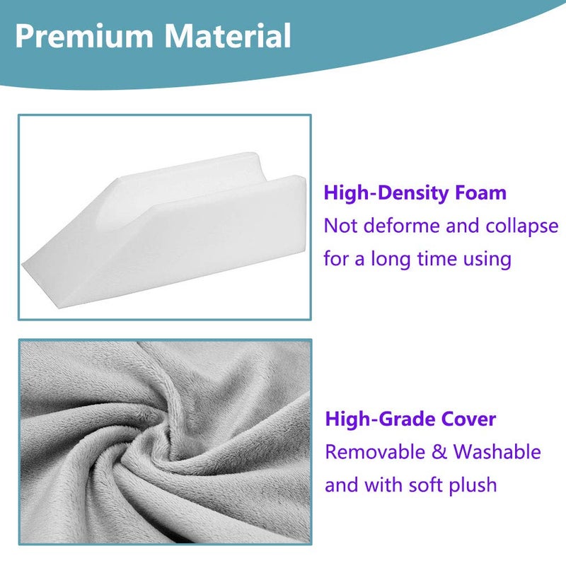 Zelen Elevation Pillow Bed Wedge for Legs Sleeping Foam Wedge Elevated Pillows Ortho Cushion Riser Knee Ankle Support Rest Legs Bolster Elevator Elevating Cushions Feet Protector (49cm Long) - Image 3